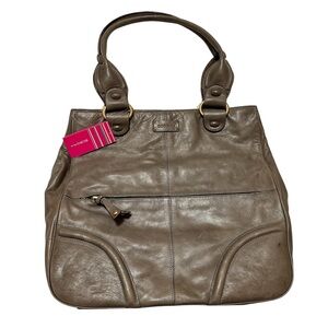 BCBGirls NWT Slate Gray Leather Large Midtown Shopper Bag